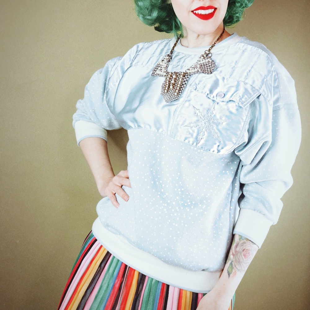 Vintage Baby Blue “Ugly Christmas” Sweater - Picture 2 of 5